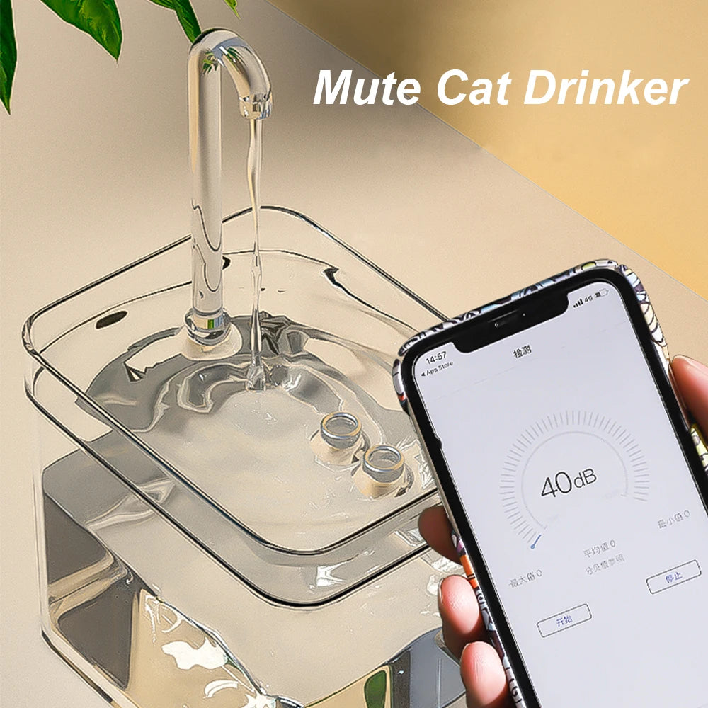 Cat Water Fountain Auto Filter Transparent Cat Drinker - TBPETS 